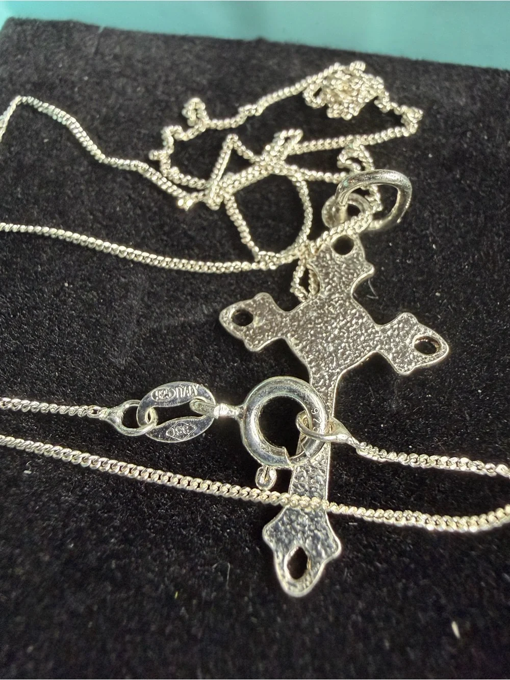 925 Sterling Silver Cross Necklace with Curb Chain